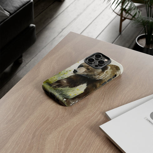 Grizzly Bear in a Field - Impact Resistant Phone Case